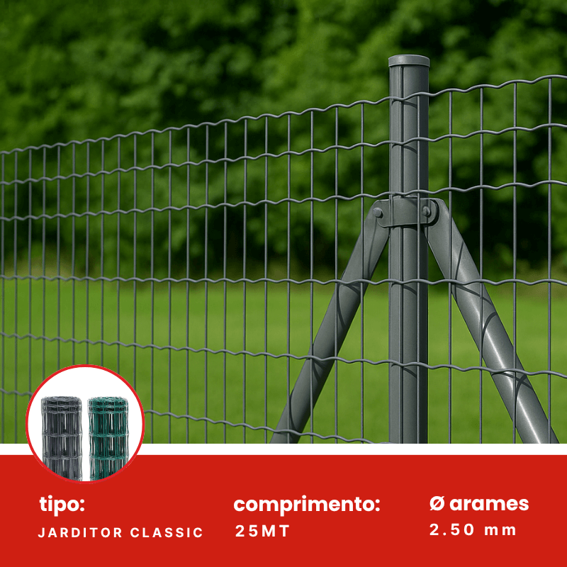 Rede Jarditor Classic em arame galvanizado plastificado de 2,50 mm, indicada para uso residencial e profissional.