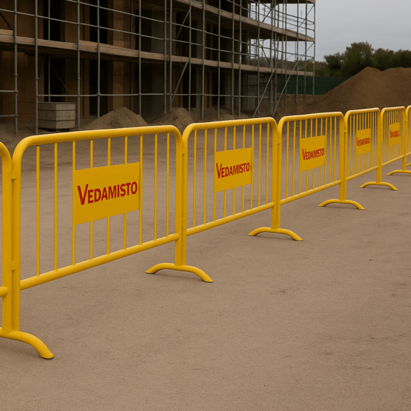 Barreira de segurança metálica Vedamisto Barreira de segurança metálica amarela para obras e eventos, modelo Vedamisto